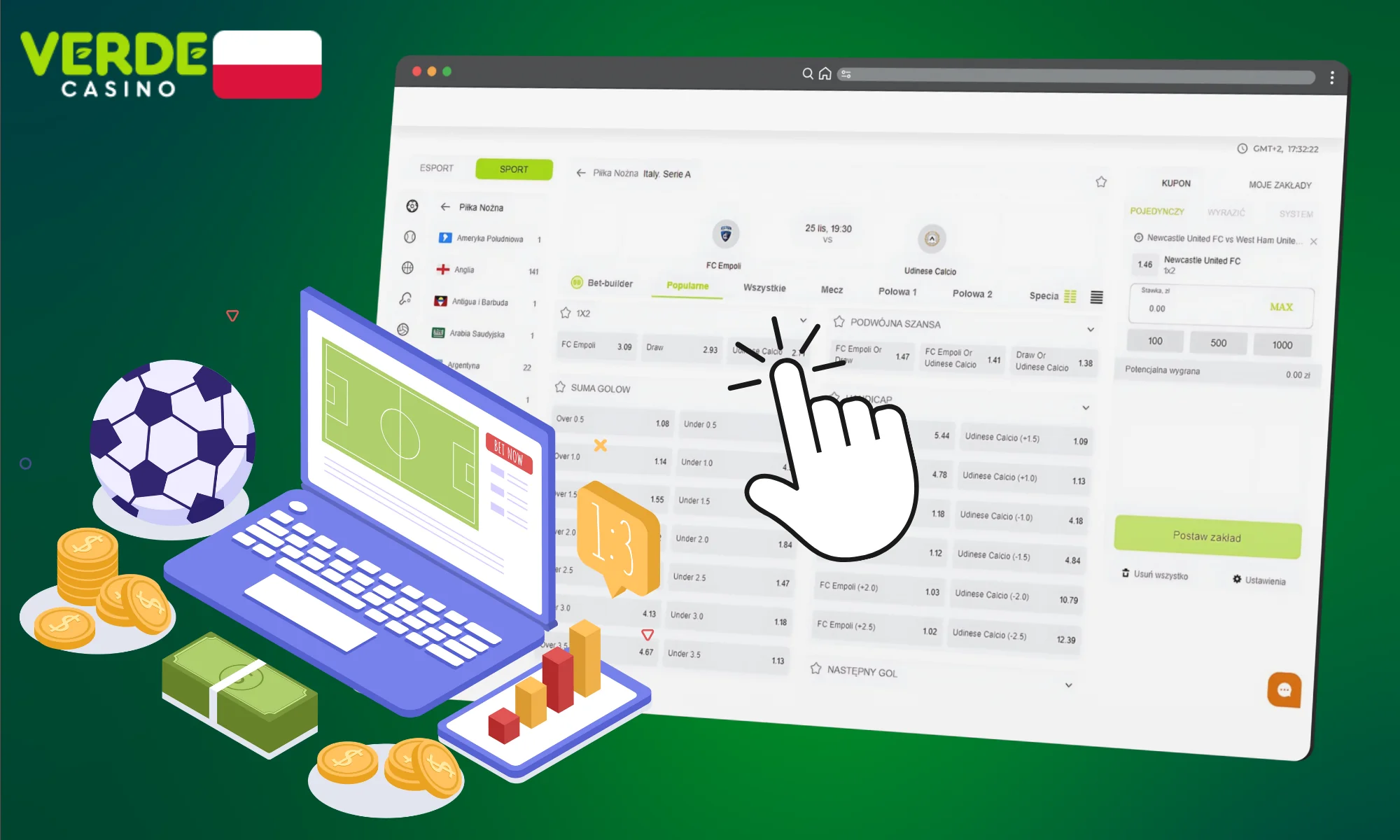 Dostępne kursy zakładów w Verde Casino
