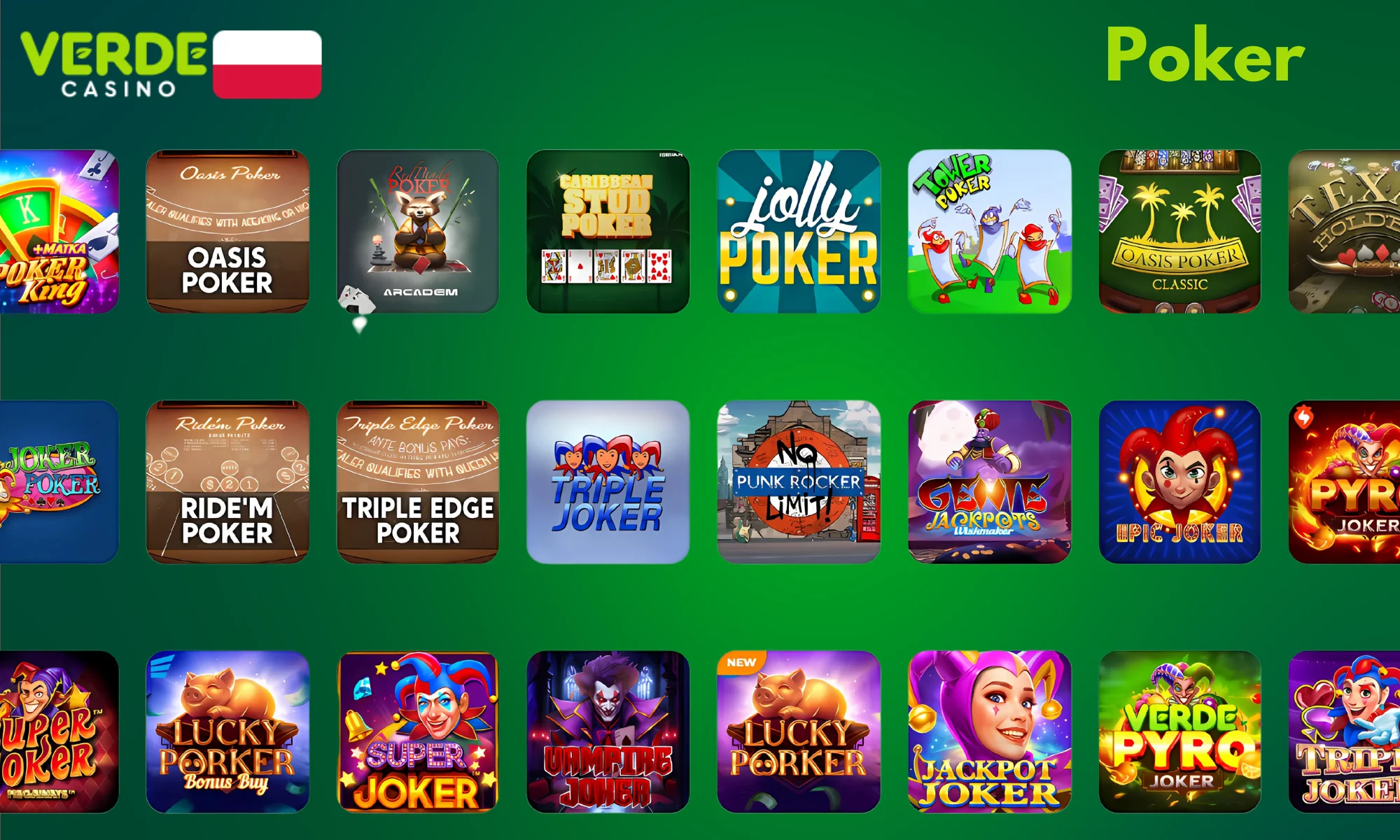 Szeroki wybór rodzajów pokera