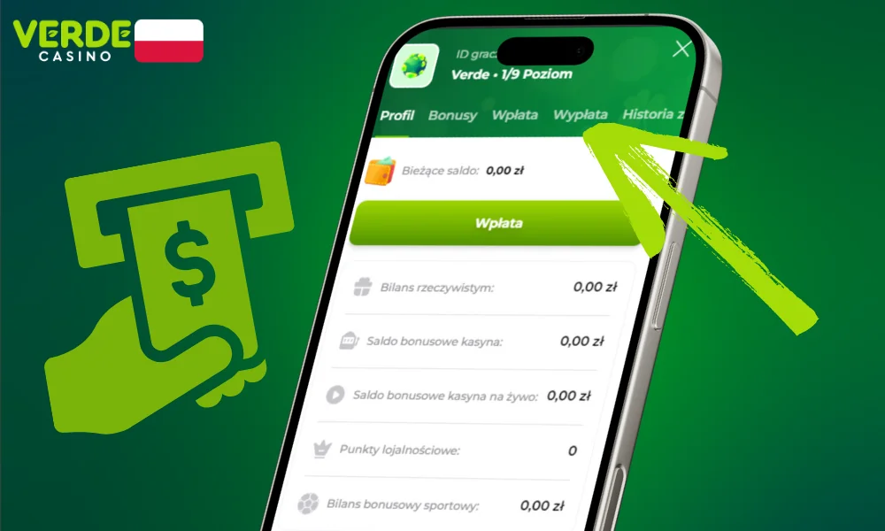 Możesz także wypłacić środki z Verde Casino za pośrednictwem aplikacji