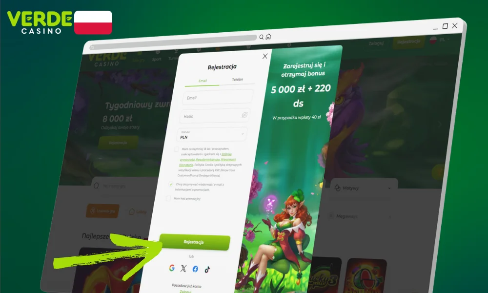 Zarejestruj się w Kasynie