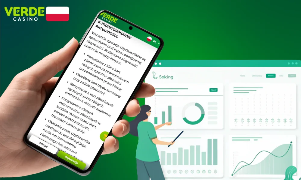Verde Casino monitoruje wszystkie działania użytkowników na stronie internetowej