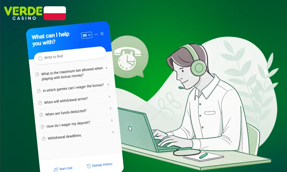 Verde Casino posiada własne wsparcie techniczne