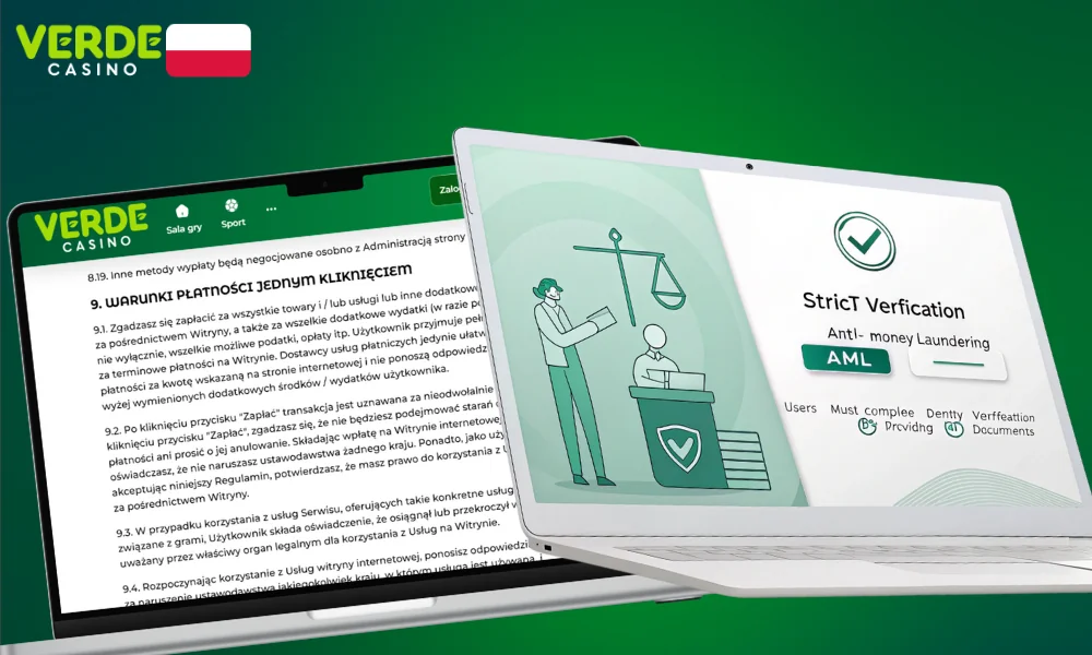 Verde Casino posiada politykę przeciwdziałania praniu brudnych pieniędzy