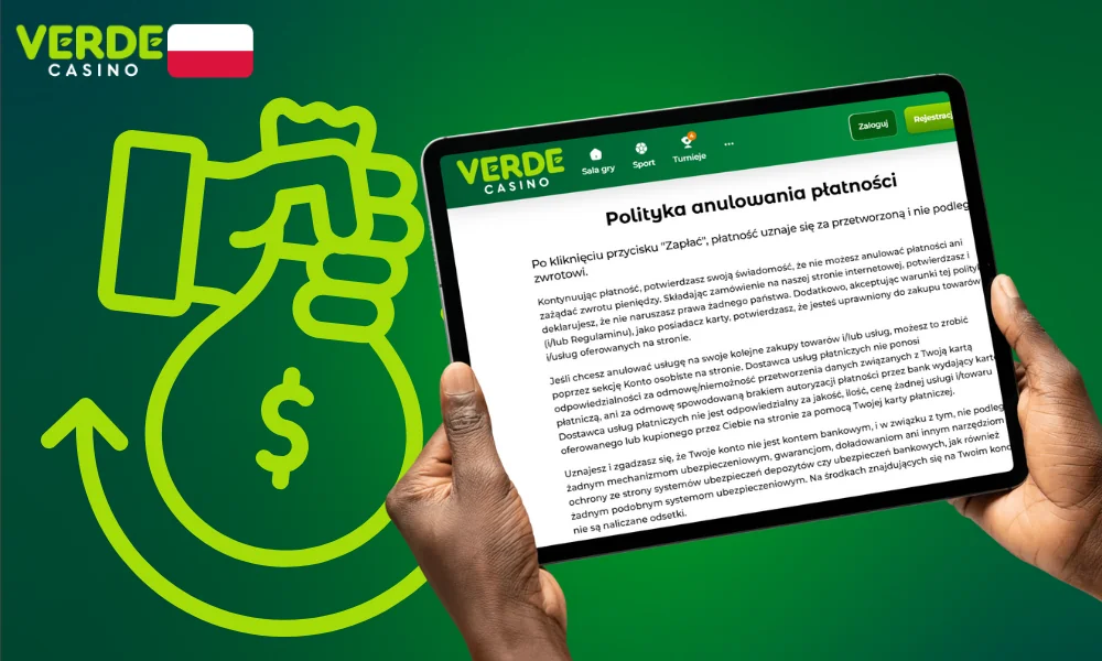 Verde Casino nie ma zasad zwrotu pieniędzy za Co