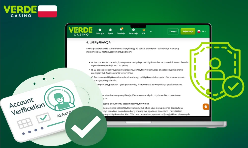 W Verde Casino weryfikacja konta jest obowiązkowa