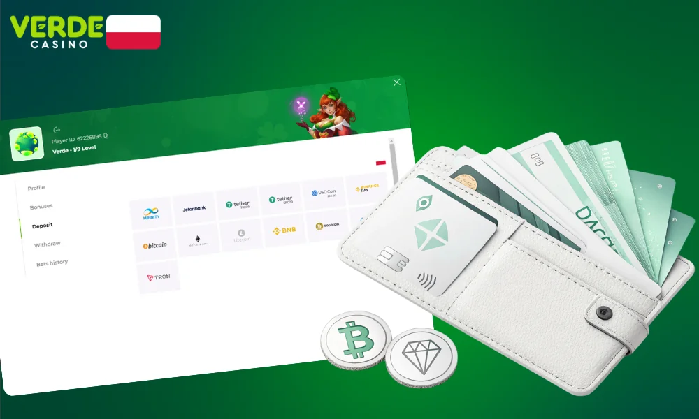 Więcej informacji o wpłatach i wypłatach w Verde Casino