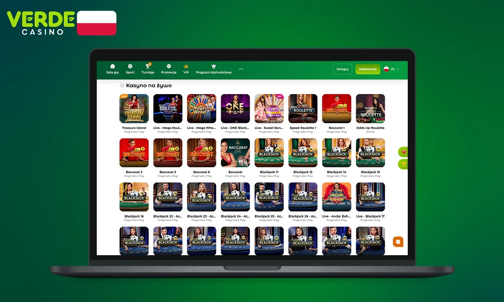 Gry na żywo z krupierami na żywo są dostępne w Verde Casino