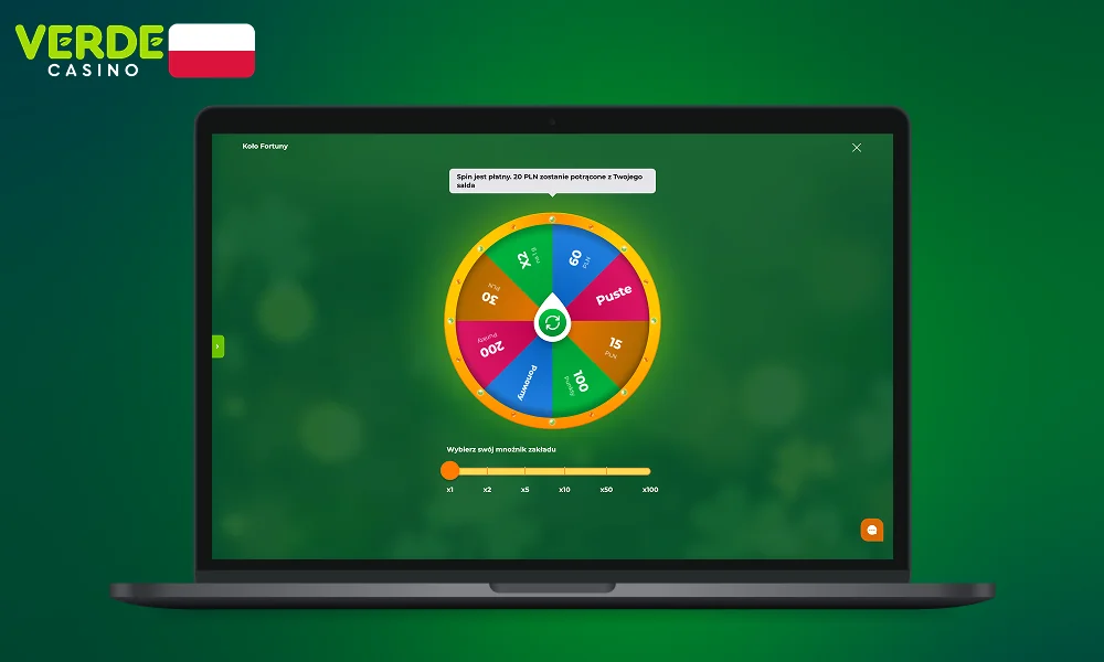 Koło fortuny dla nowych użytkowników Verde Casino