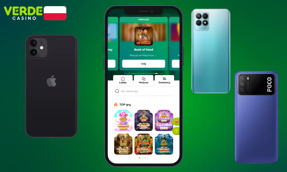 Aplikacja mobilna Verde Casino jest kompatybilna z prawie wszystkimi nowoczesnymi urządzeniami