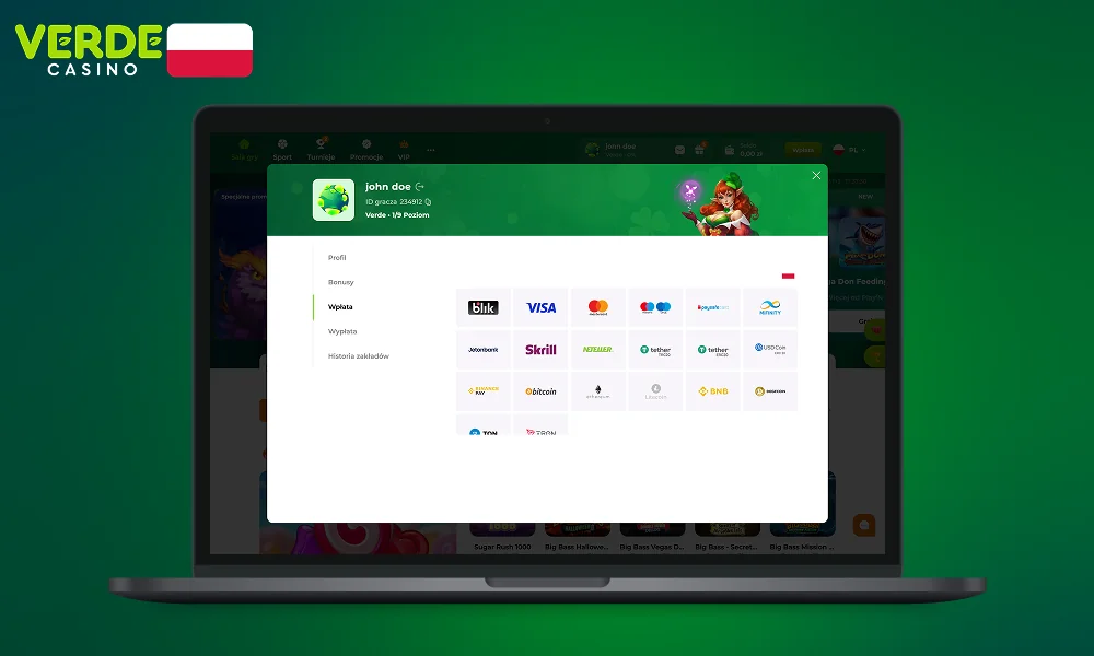 Różne opcje płatności są dostępne dla użytkowników Verde Casino z Polski