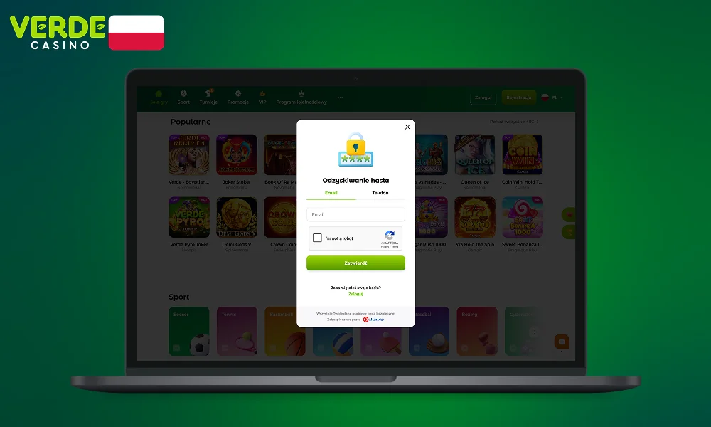 W razie potrzeby Verde Casino może zresetować hasło użytkownika