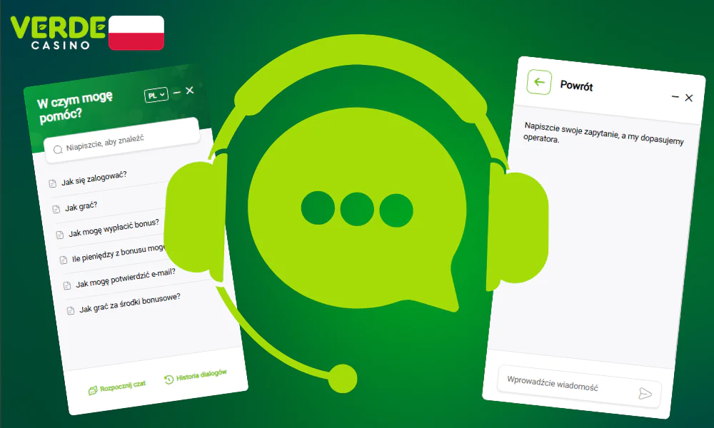Obsługa klienta Verde Casino jest dostępna 24/7